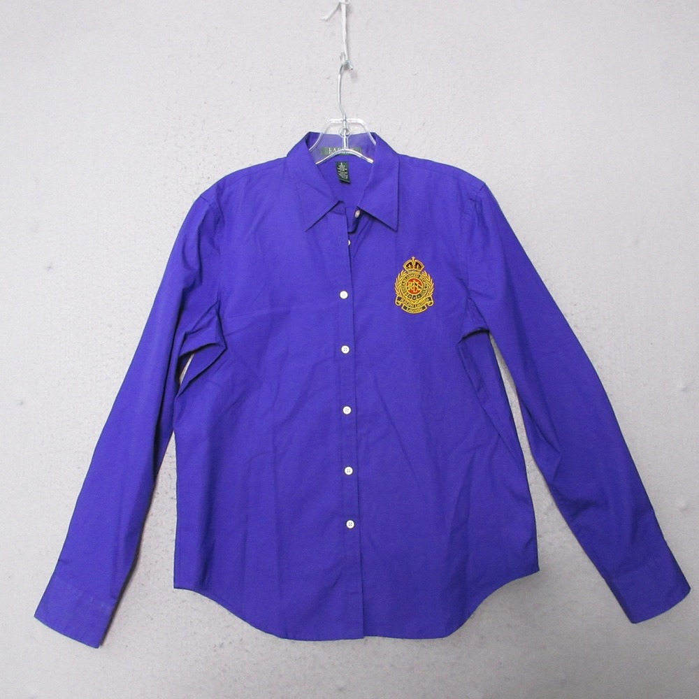 Vintage Lauren Ralph Lauren Top Purple Embroidered Crest Preppy 90s Old Money